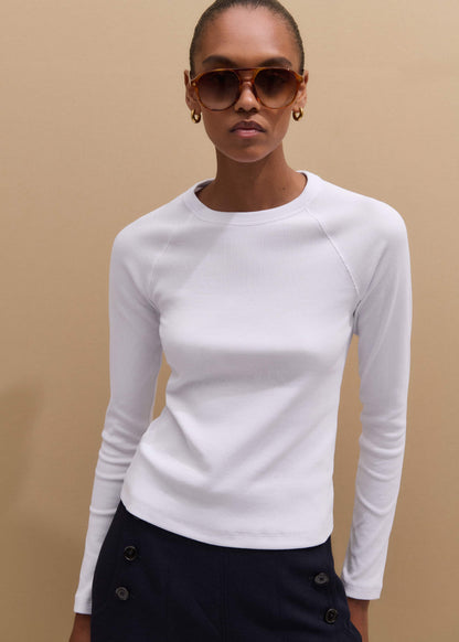 White Ultimate Slim Baseball Top | ME+EM Clothing