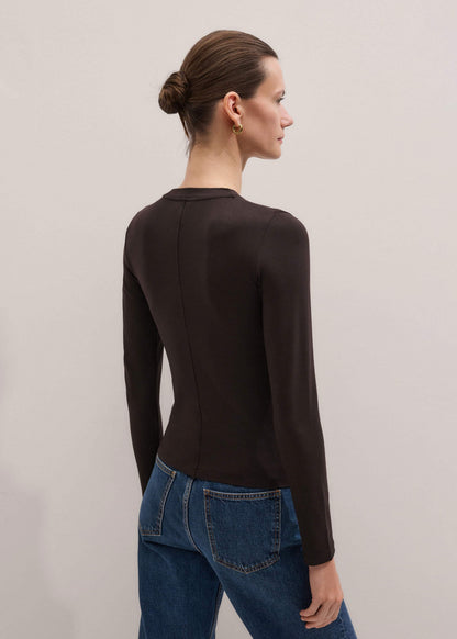 Brown Slim Crew Neck Top | ME+EM Clothing