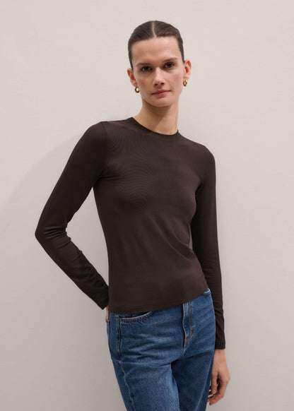 Brown Slim Crew Neck Top | ME+EM Clothing