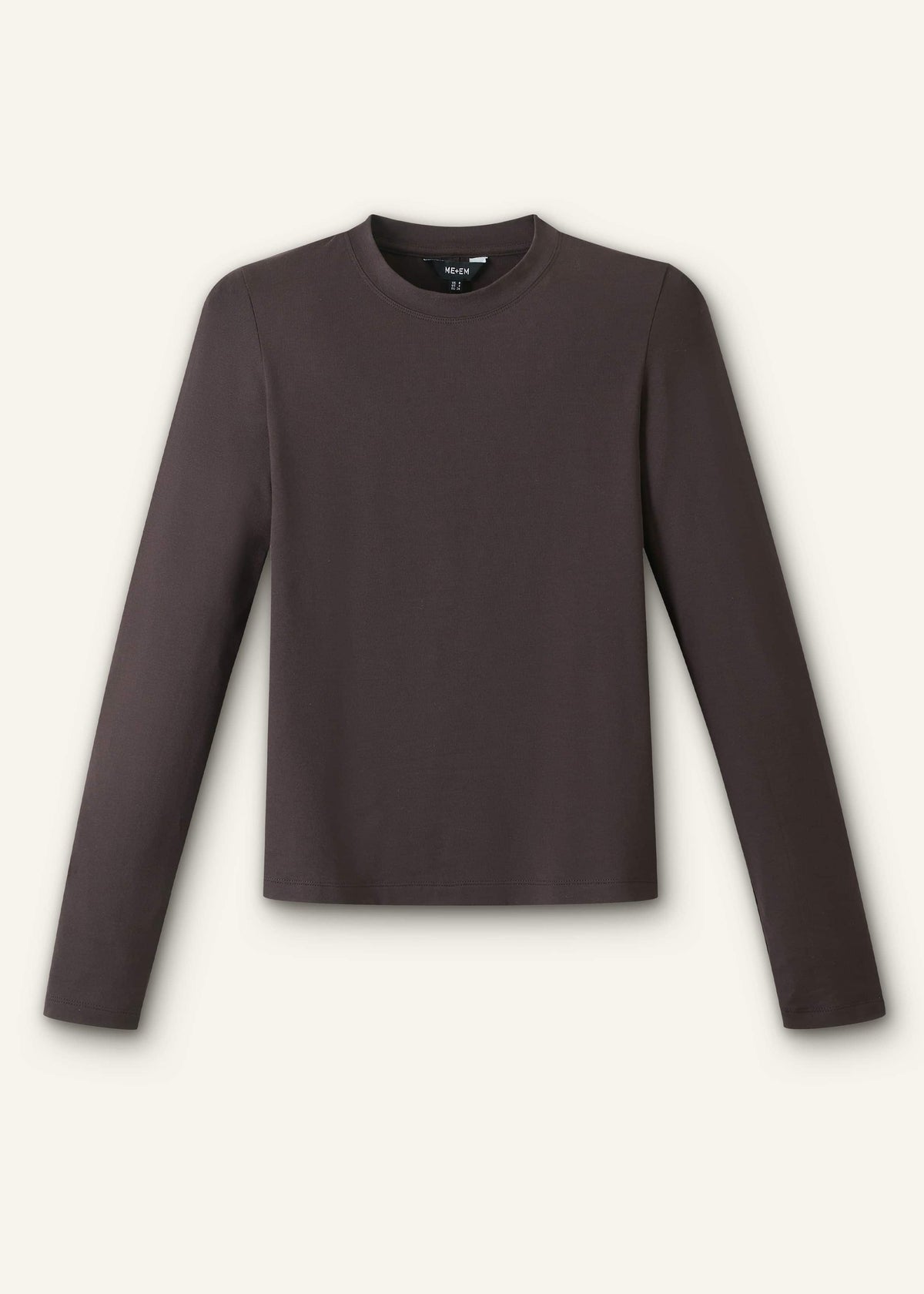 Brown Slim Crew Neck Top | ME+EM Clothing