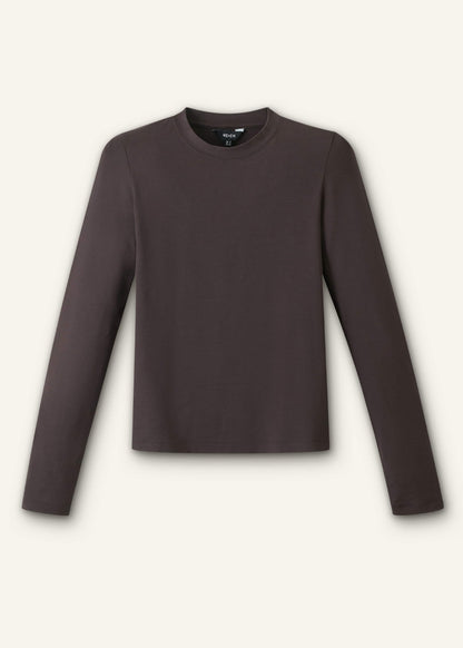 Brown Slim Crew Neck Top | ME+EM Clothing