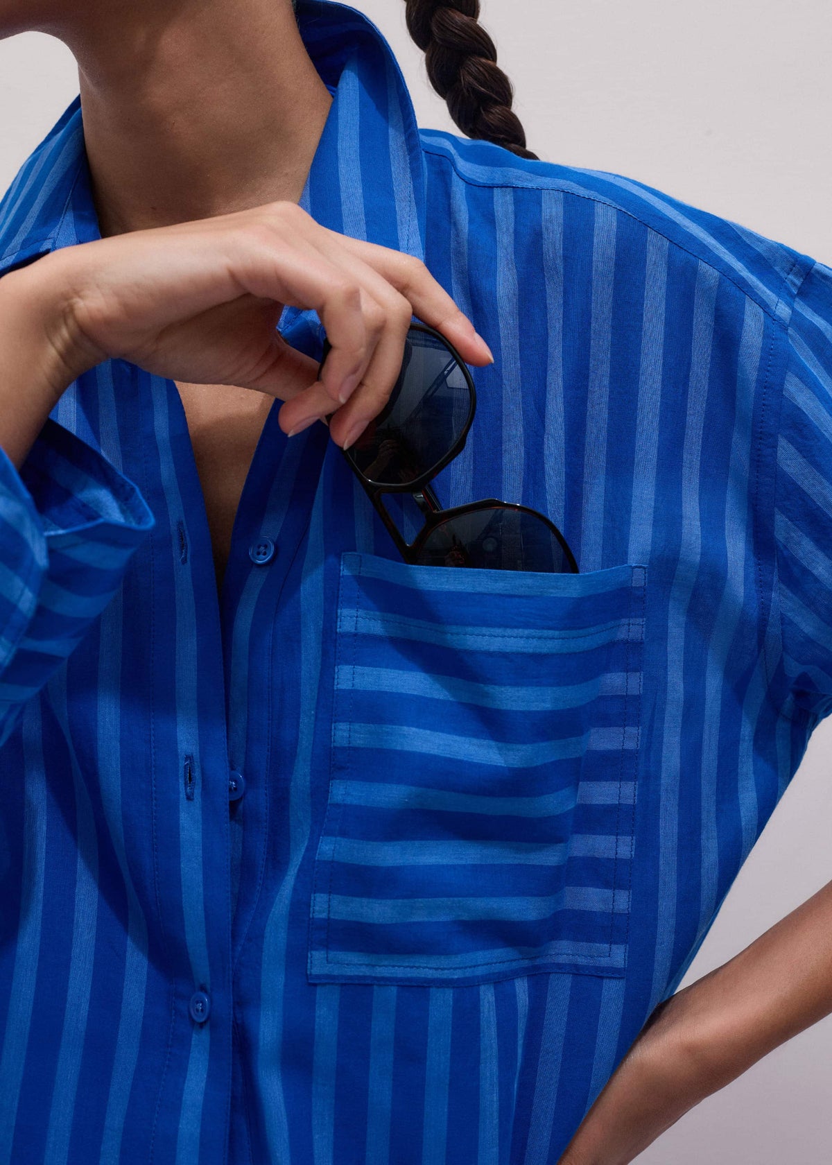Blue Striped Oversized Beach Shirt | ME+EM Clothing