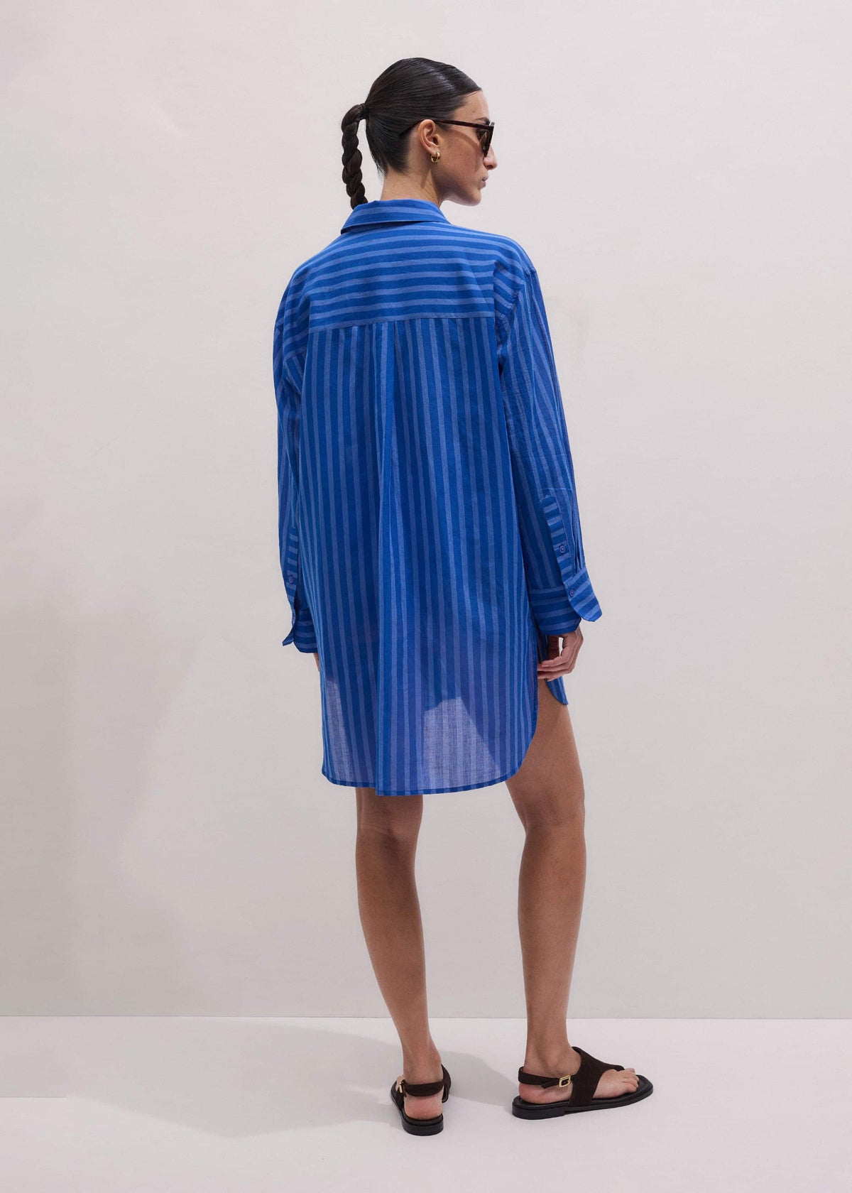 Blue Striped Oversized Beach Shirt | ME+EM Clothing