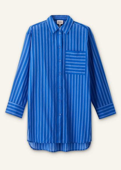 Blue Striped Oversized Beach Shirt | ME+EM Clothing