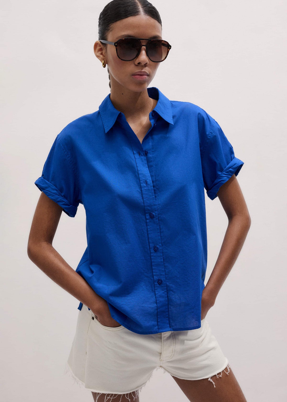 Blue Turn-Up Cuff Shirt | ME+EM Clothing