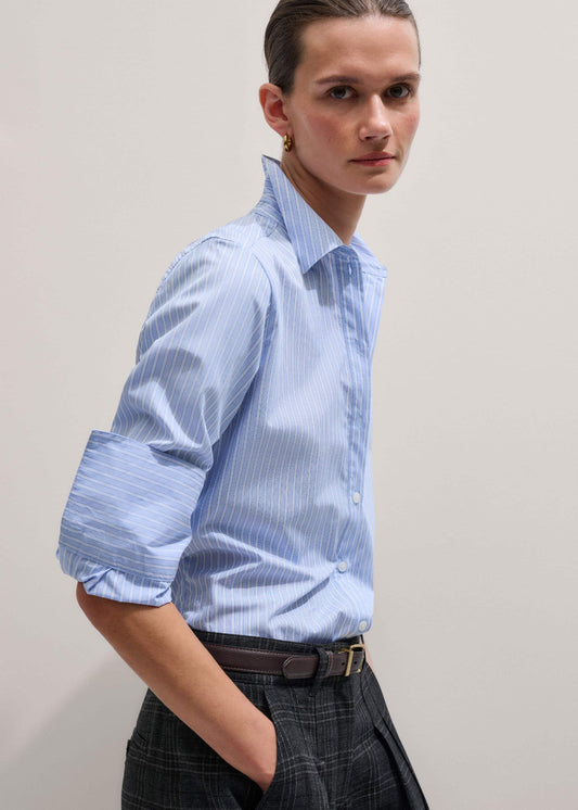 Blue Cotton Stripe Shirt | ME+EM Clothing