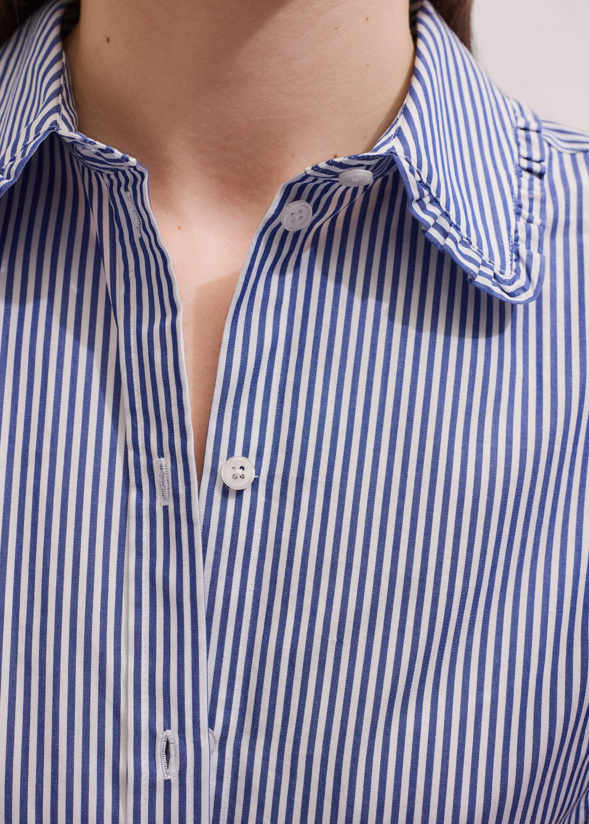 Navy Stripe Frill Collar Forever Shirt | ME+EM Clothing