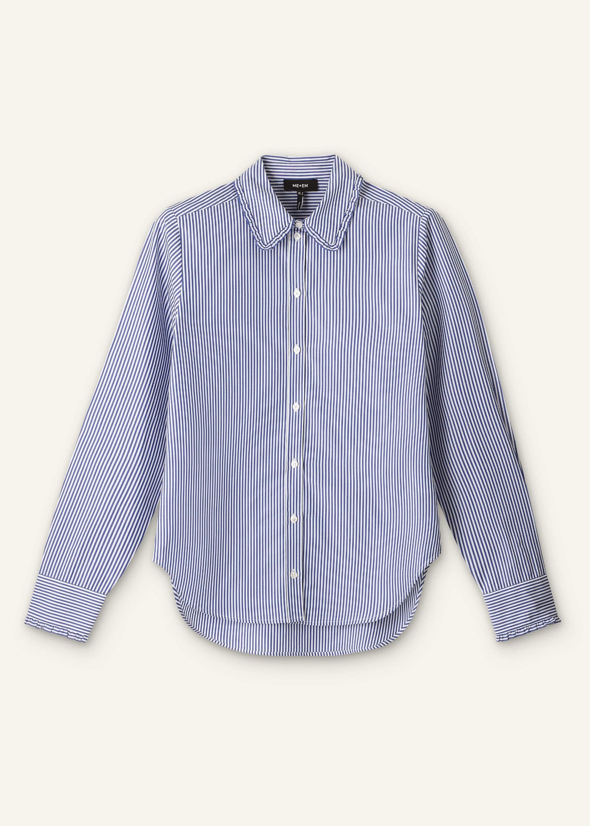 Navy Stripe Frill Collar Forever Shirt | ME+EM Clothing