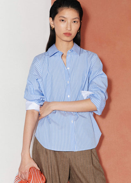 Blue Double Cuff Relaxed Forever Shirt | ME+EM Clothing