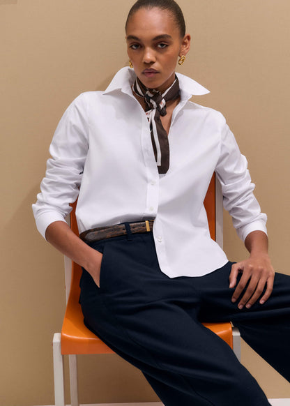 White Icon Fitted Swan Logo Shirt | ME+EM Clothing