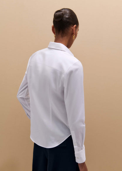 White Icon Fitted Swan Logo Shirt | ME+EM Clothing