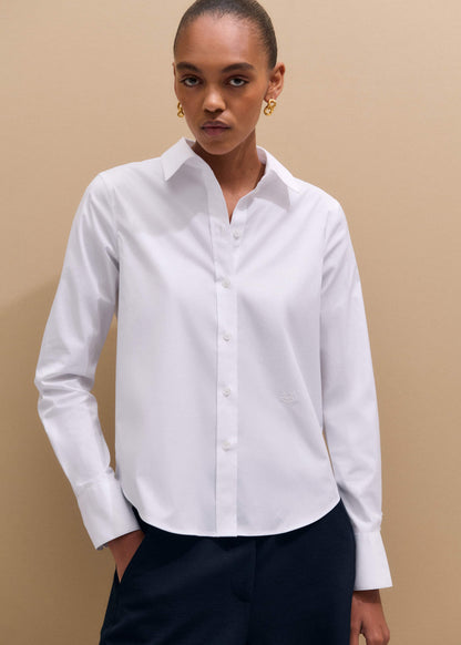 White Icon Fitted Swan Logo Shirt | ME+EM Clothing