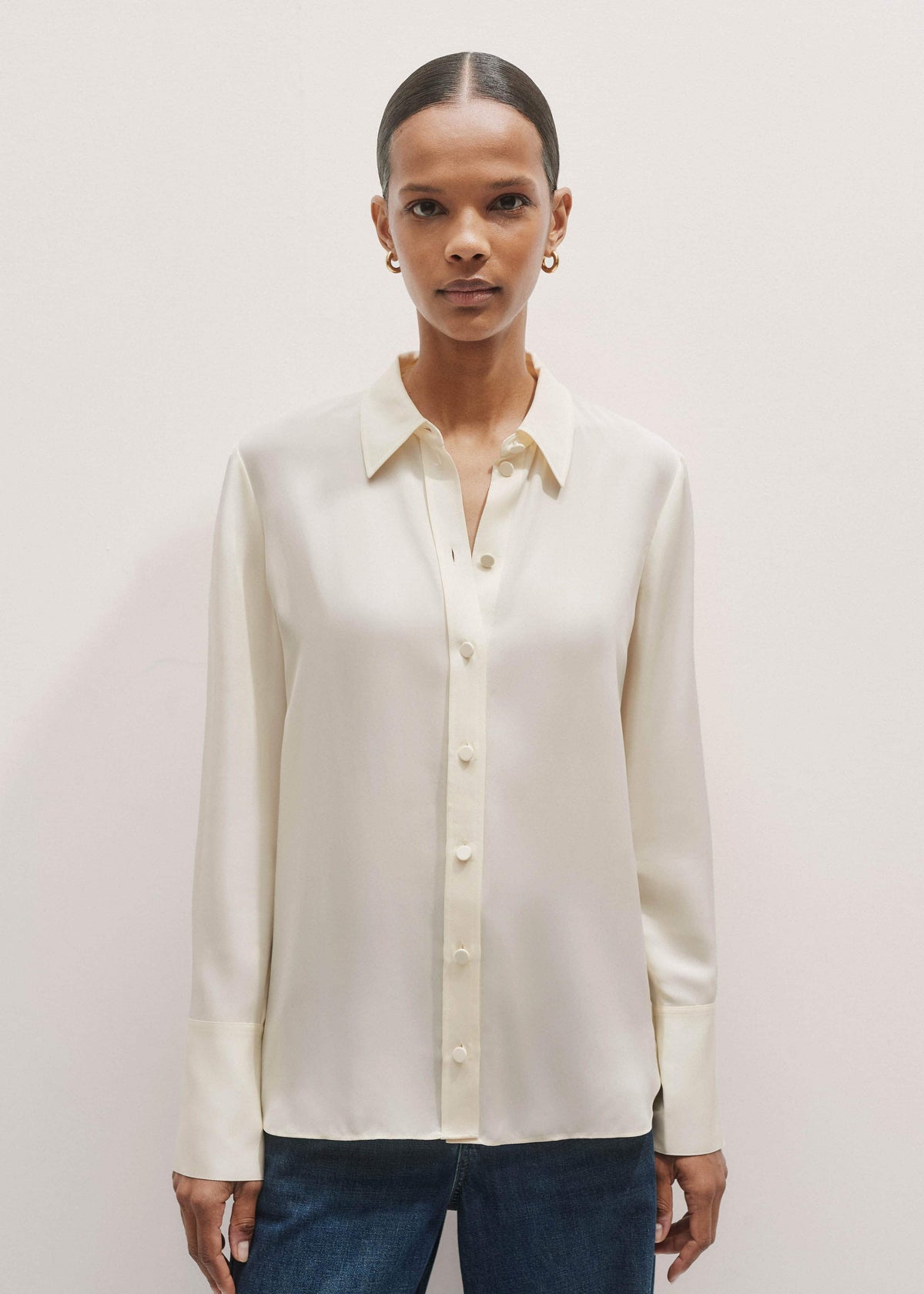Cream Silk Shirt | ME+EM Clothing