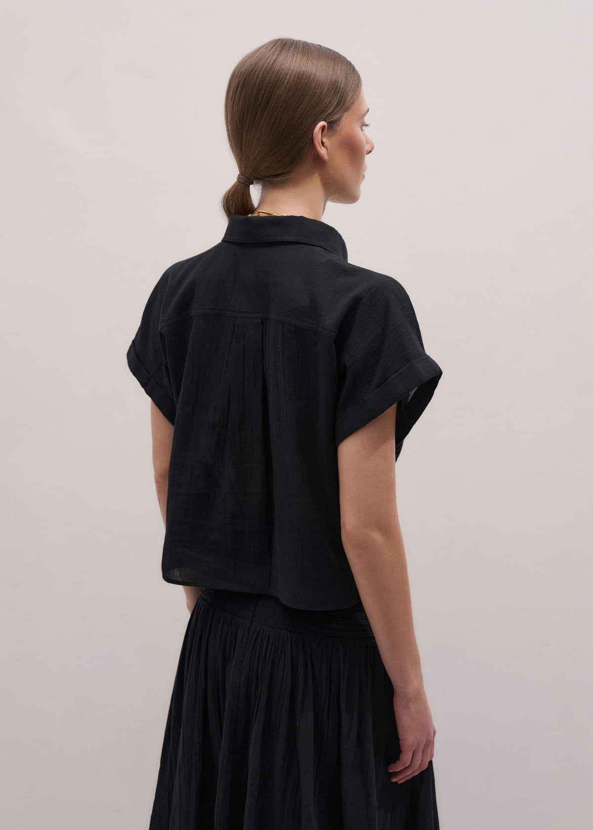 Black Tie Front Beach Shirt | ME+EM Clothing
