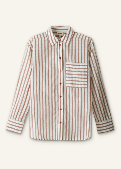 Cinnamon Brown Stripe Boyfriend Shirt | ME+EM Clothing