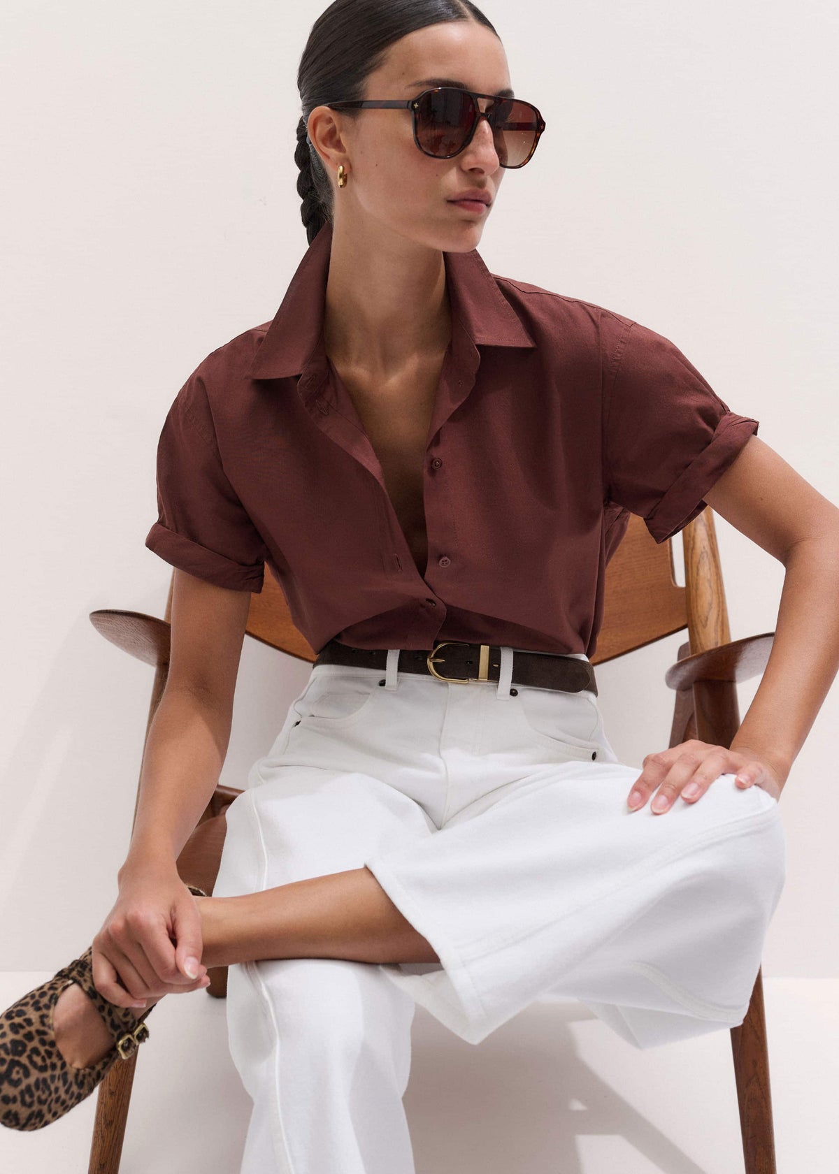 Cinnamon Brown Turn-Up Cuff Shirt | ME+EM Clothing