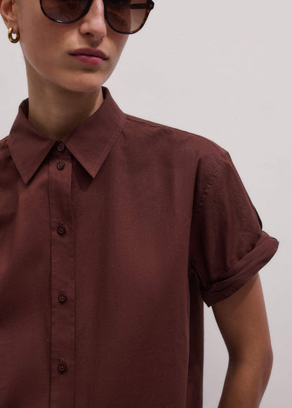 Cinnamon Brown Turn-Up Cuff Shirt | ME+EM Clothing