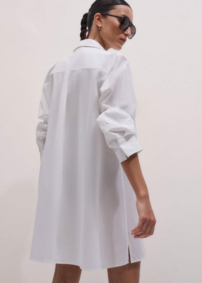 White Relaxed Short Swing Shirt Dress | ME+EM Clothing
