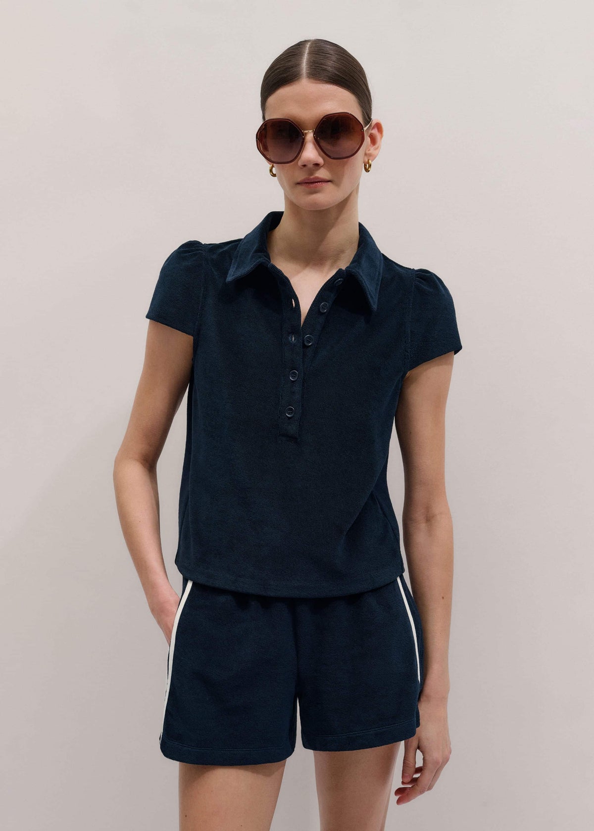 Navy Sporty Smart Polo Top | ME+EM Clothing