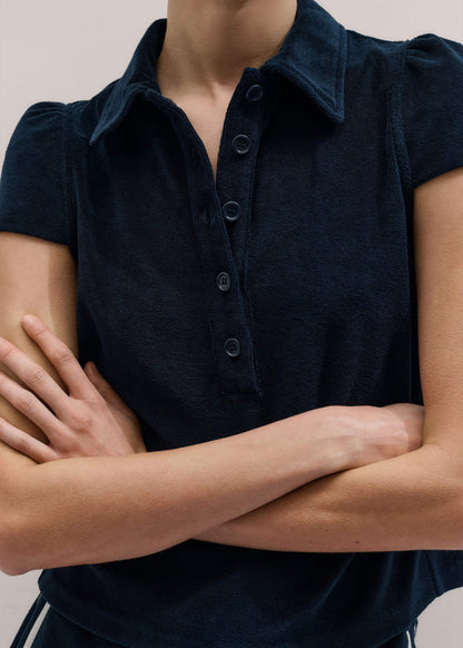 Navy Sporty Smart Polo Top | ME+EM Clothing
