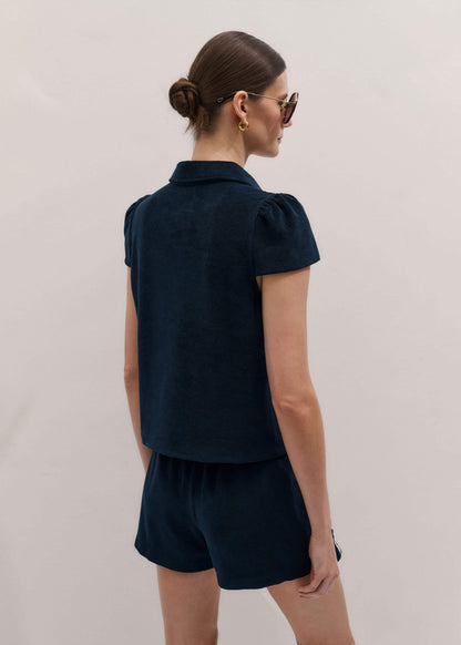 Navy Sporty Smart Polo Top | ME+EM Clothing