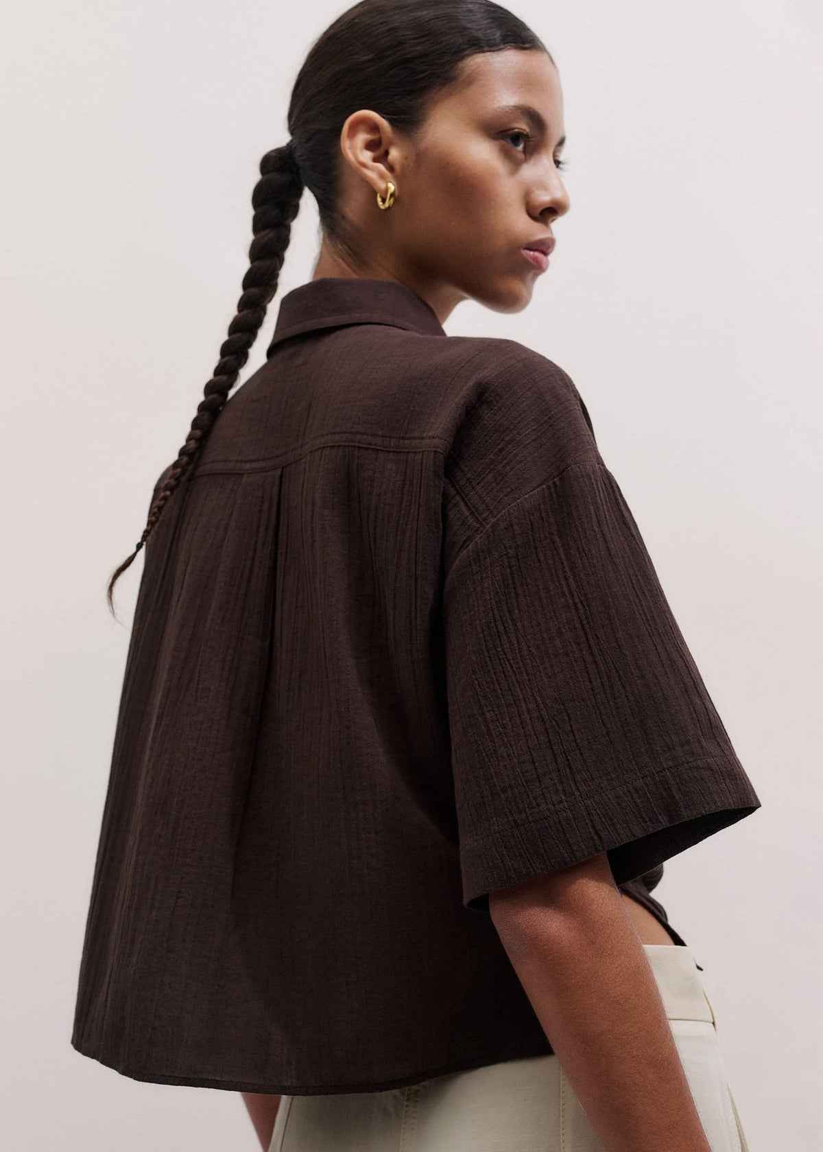 Brown Tie Front Beach Shirt | ME+EM Clothing