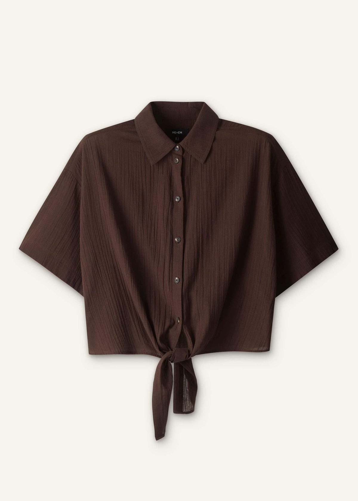 Brown Tie Front Beach Shirt | ME+EM Clothing