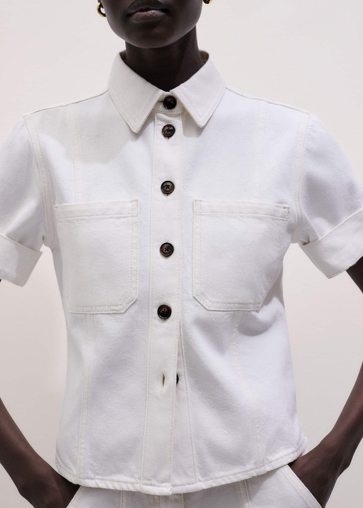 White Paneled Shirt | ME+EM Clothing