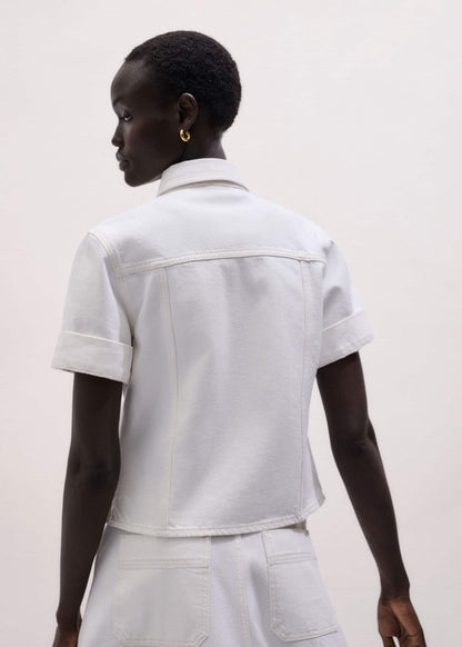 White Paneled Shirt | ME+EM Clothing