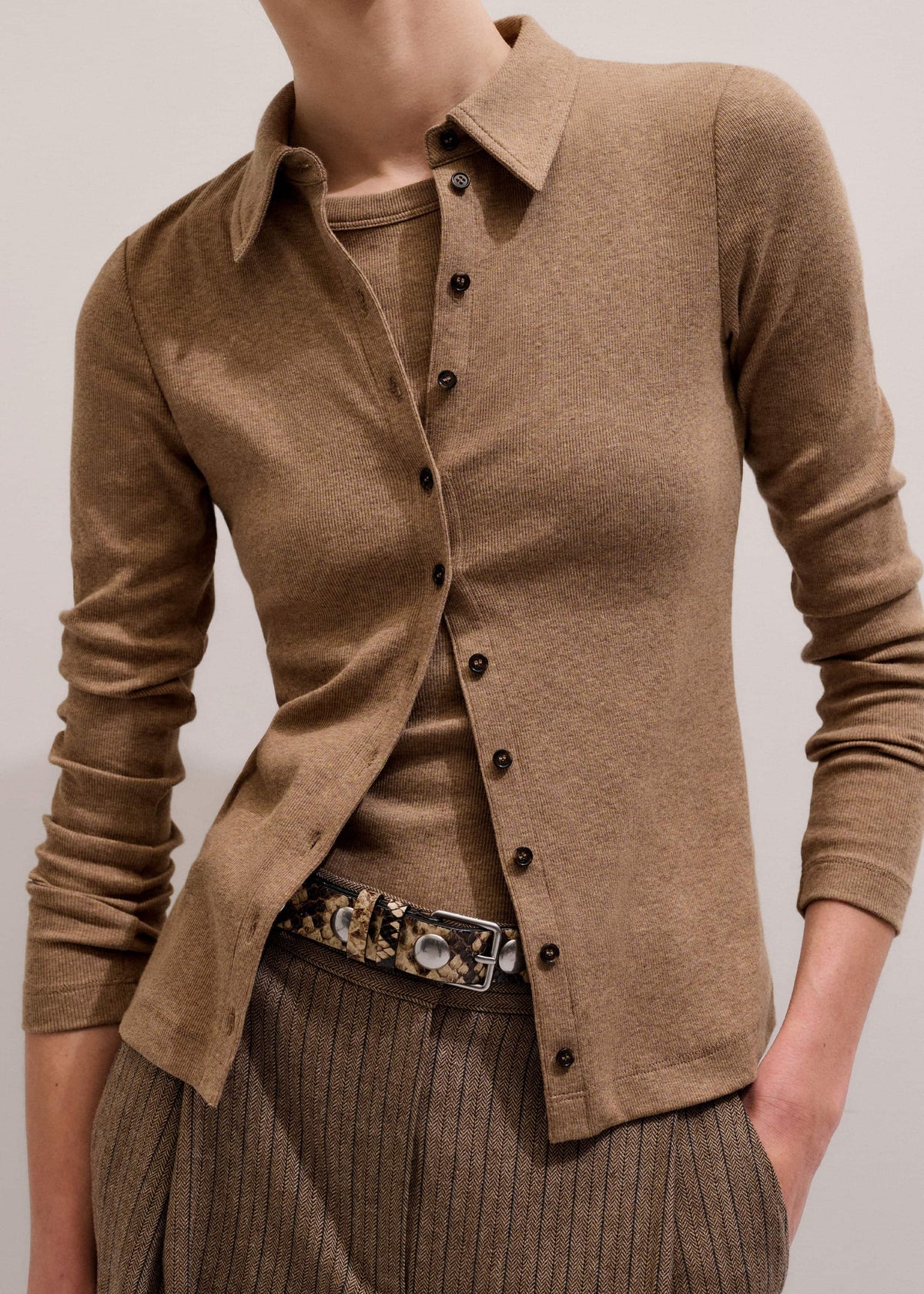 Brown Ultimate Rib Shirt | ME+EM Clothing