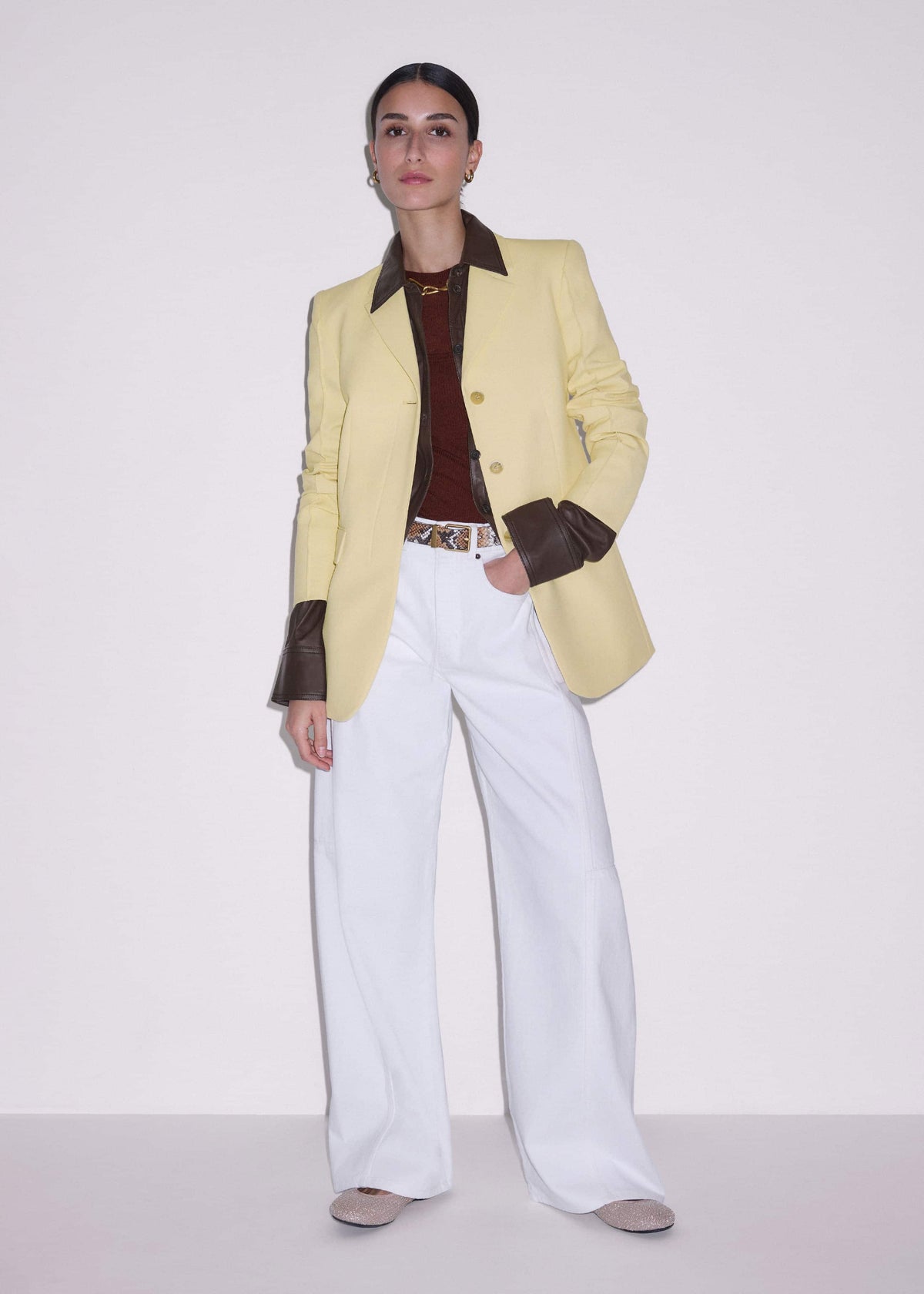 Brown Luxe Leather Straight Shirt | ME+EM Clothing