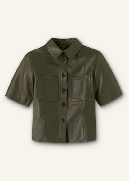 Olive Green Leather Utility Shirt | ME+EM Clothing