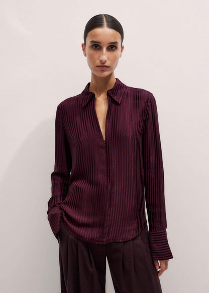Red AM-PM Fluid Satin Shirt + Tie | ME+EM Clothing