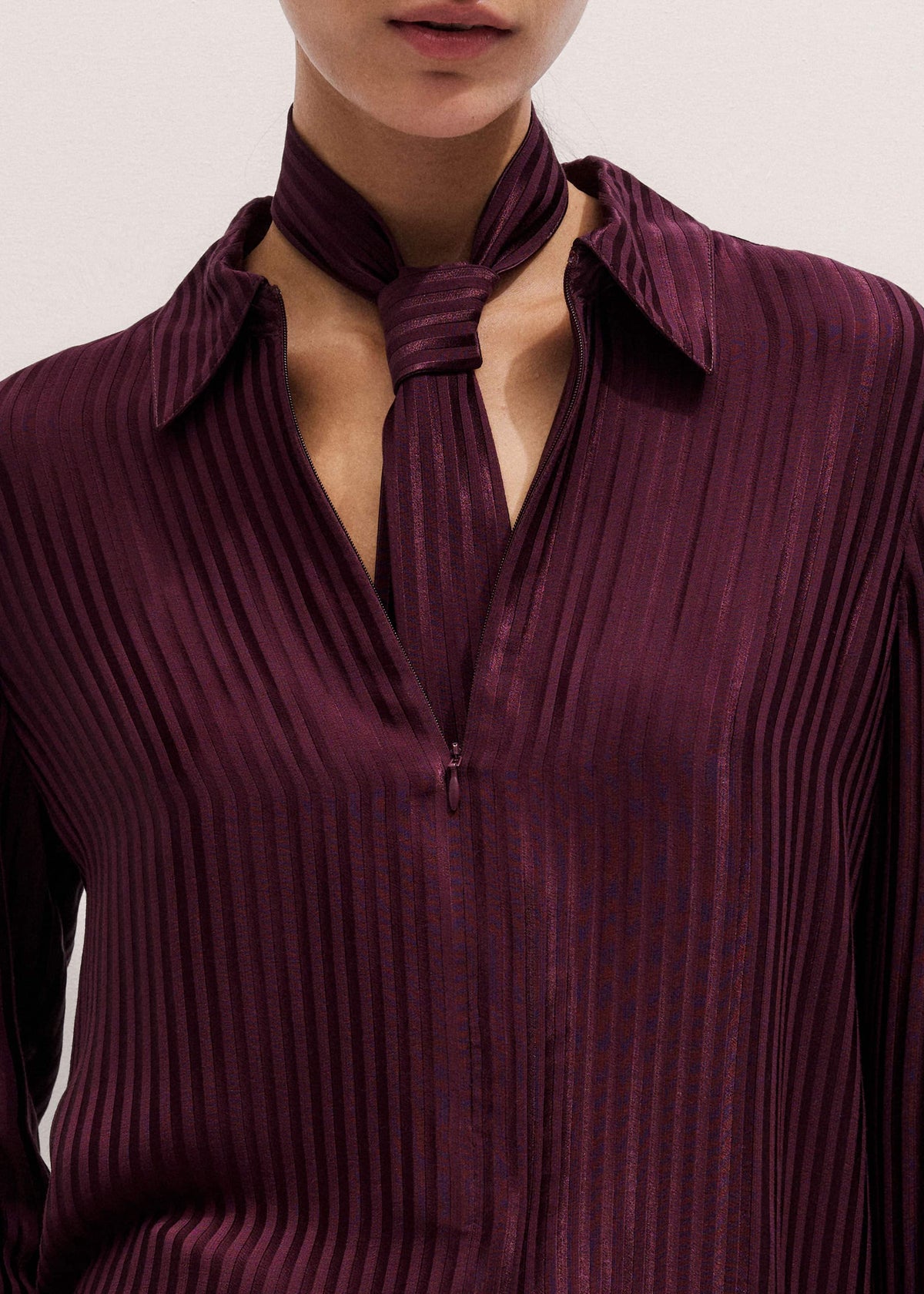 Red AM-PM Fluid Satin Shirt + Tie | ME+EM Clothing