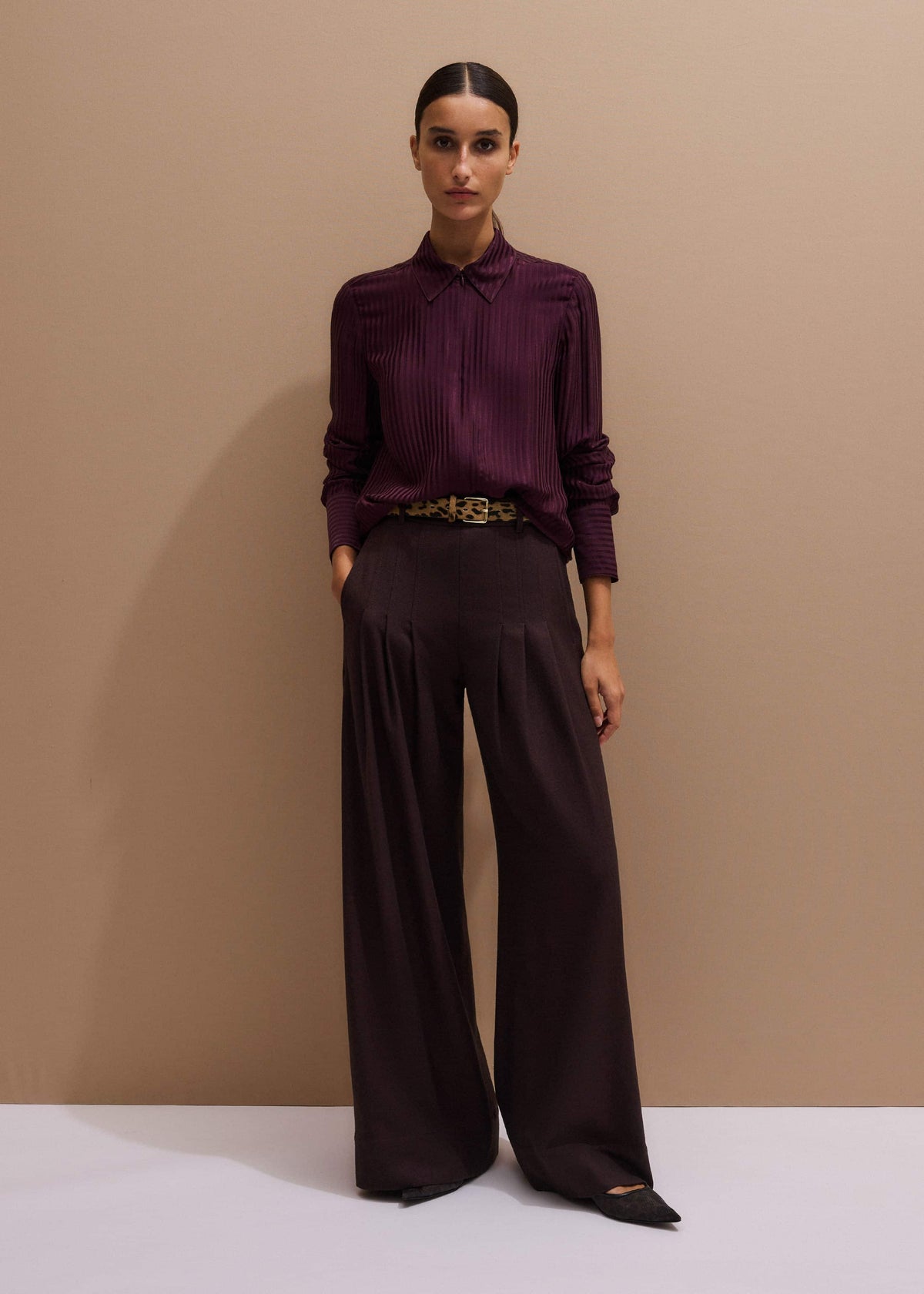 Red AM-PM Fluid Satin Shirt + Tie | ME+EM Clothing