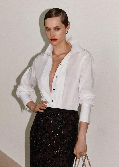 White Relaxed Tux Shirt | ME+EM Clothing
