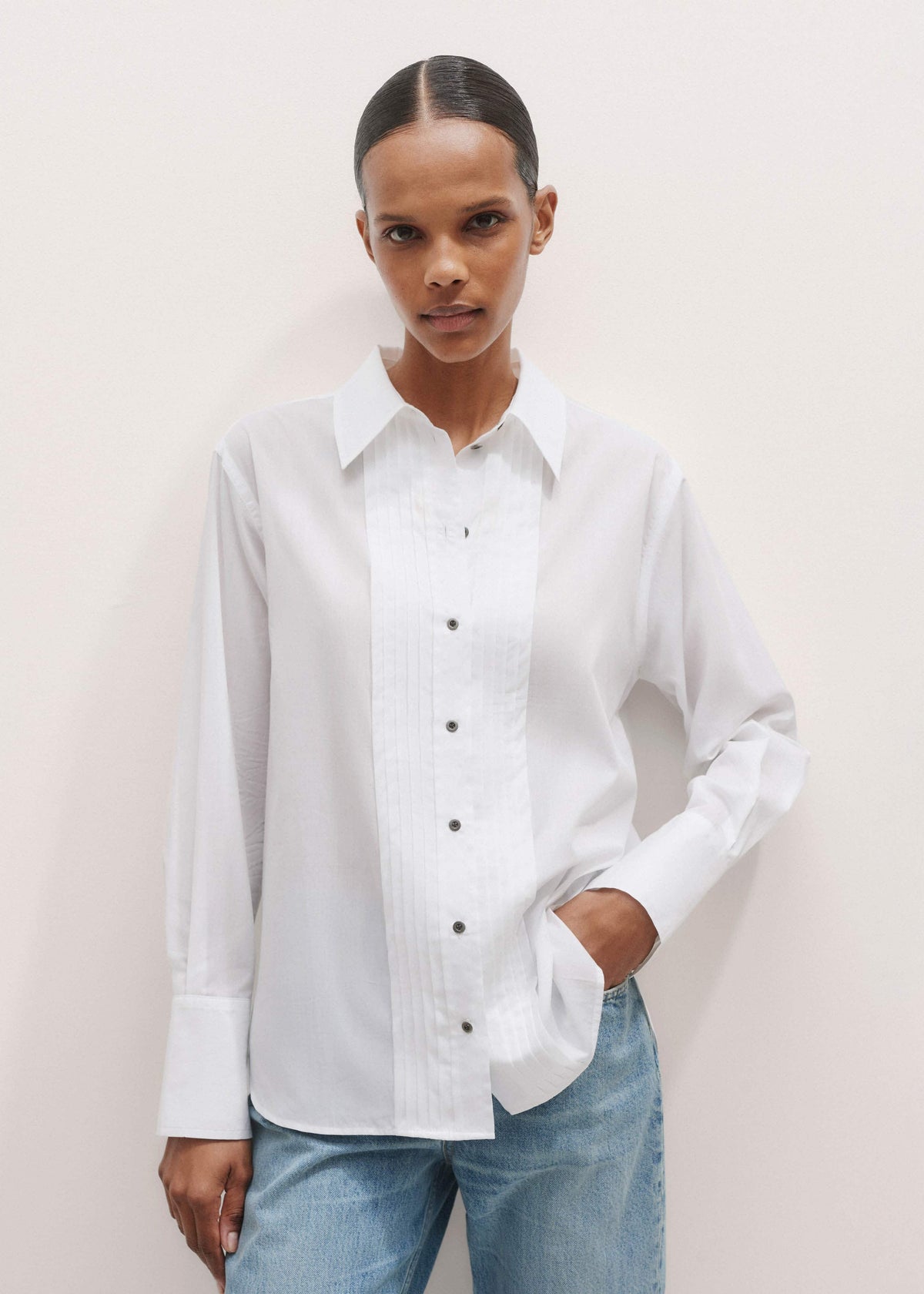 White Relaxed Tux Shirt | ME+EM Clothing