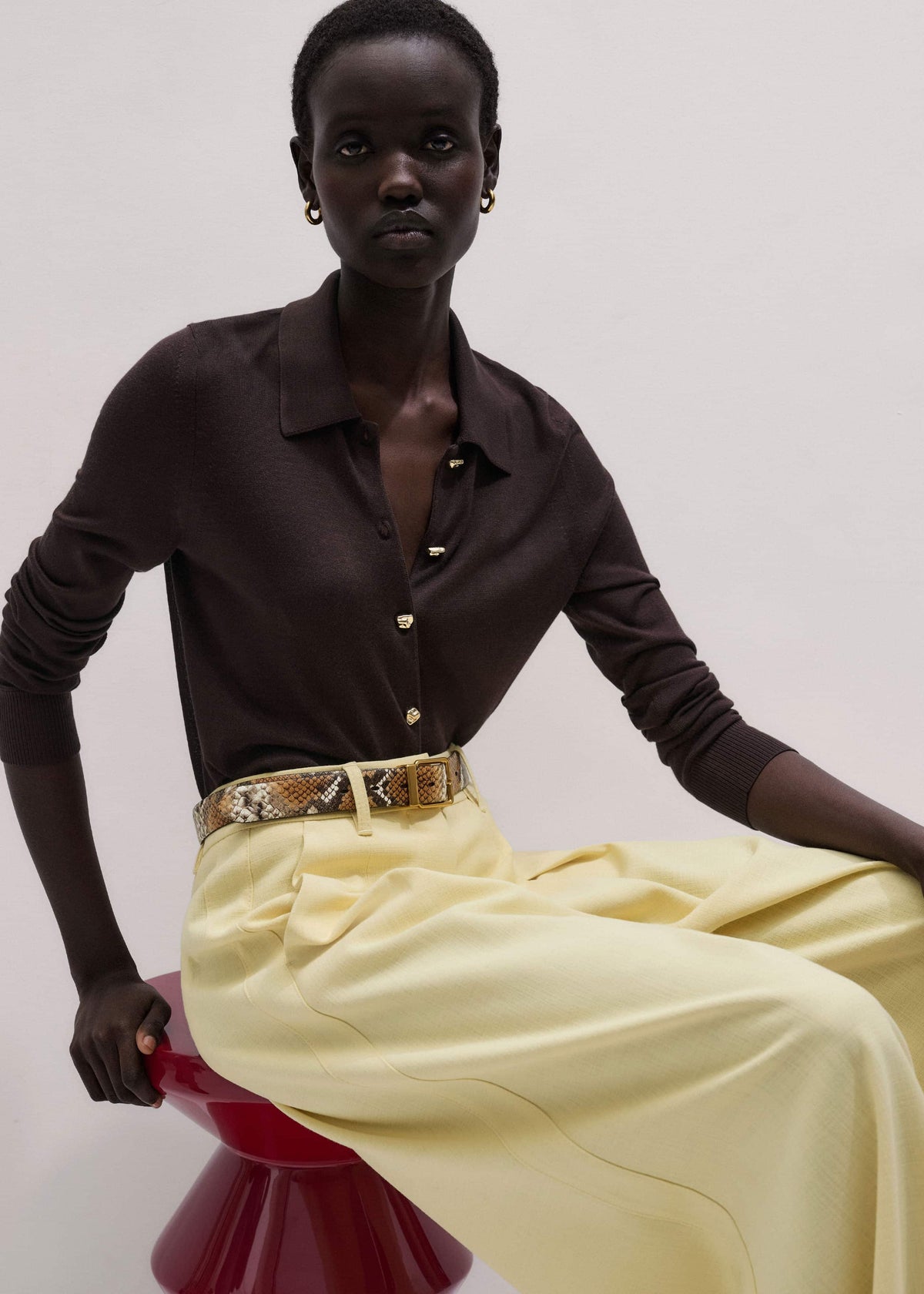 Brown Luxe Knit Slim Shirt | ME+EM Clothing