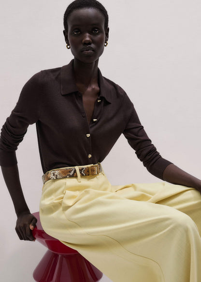 Brown Luxe Knit Slim Shirt | ME+EM Clothing