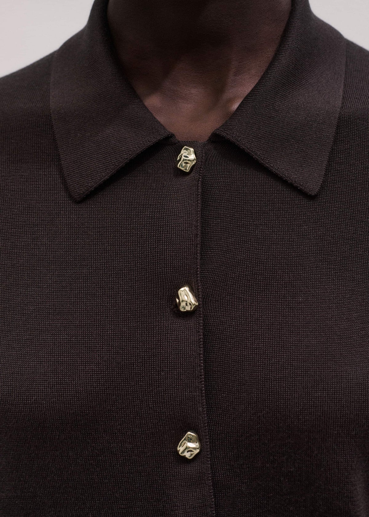 Brown Luxe Knit Slim Shirt | ME+EM Clothing