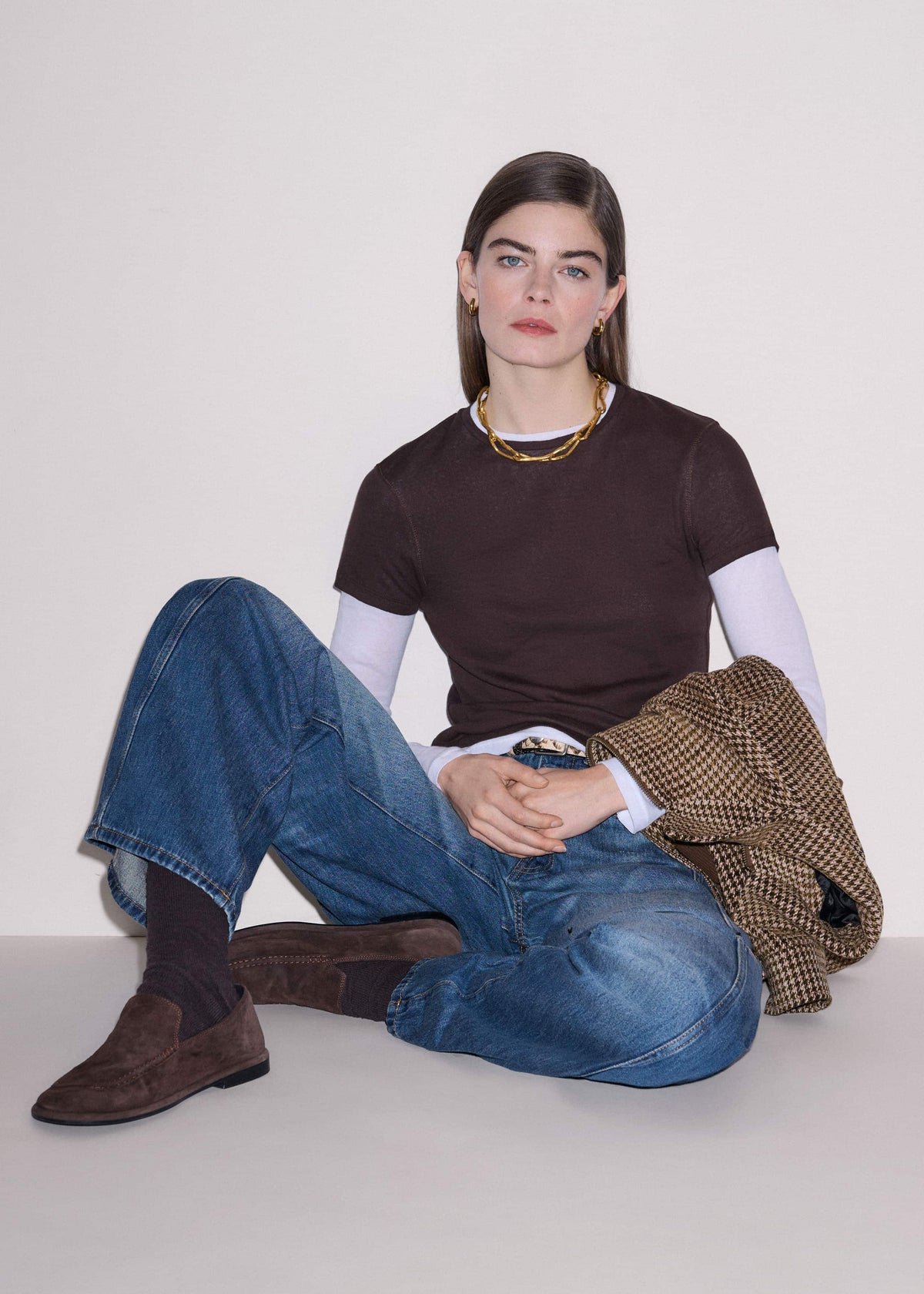 Brown Sheer Double-Layer Look Top | ME+EM Clothing