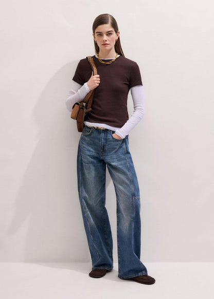Brown Sheer Double-Layer Look Top | ME+EM Clothing