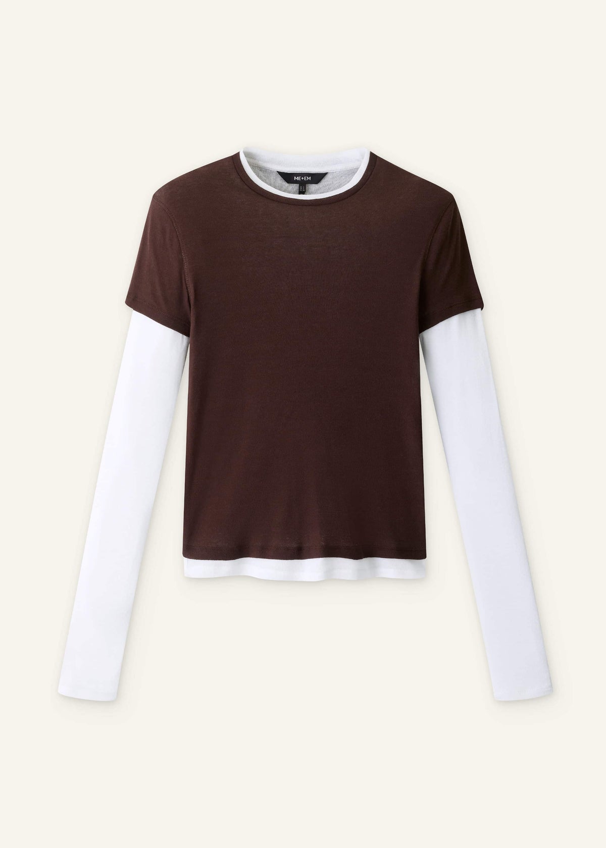 Brown Sheer Double-Layer Look Top | ME+EM Clothing