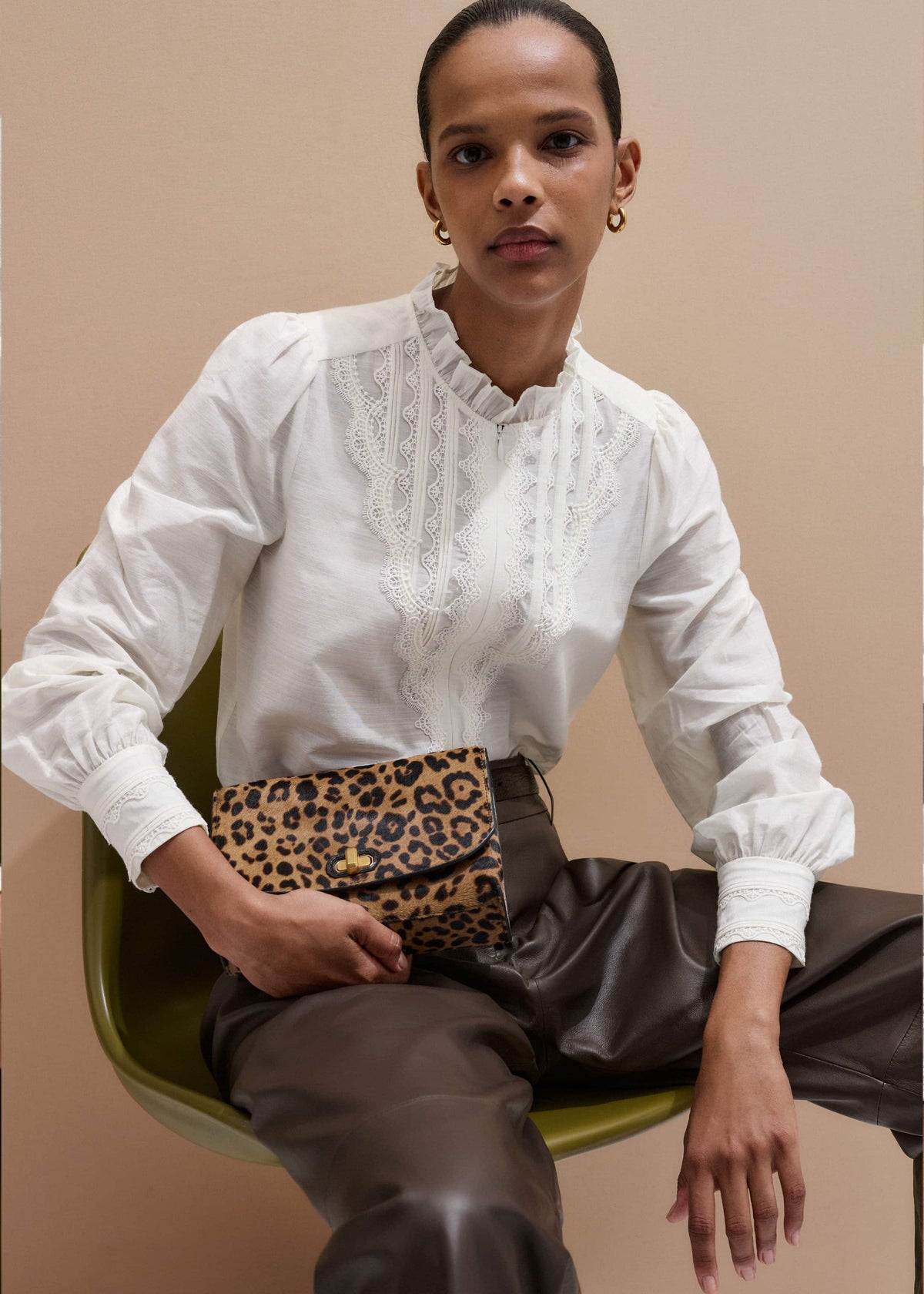 Cream Delicate Lace Trim Detail Top | ME+EM Clothing