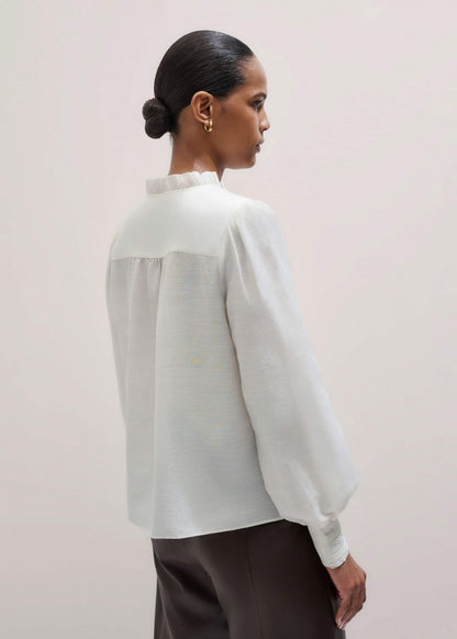 Cream Delicate Lace Trim Detail Top | ME+EM Clothing