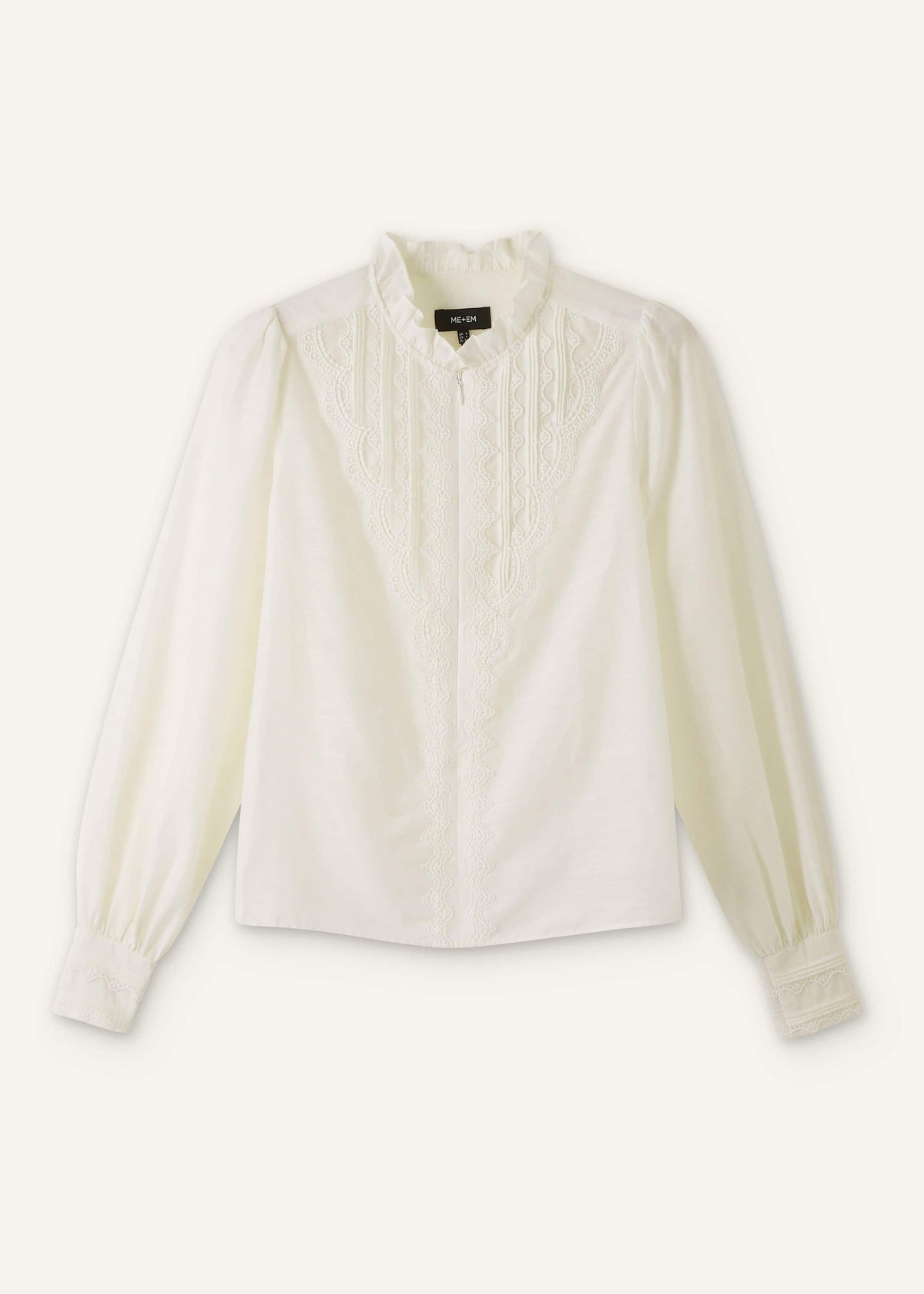 Cream Delicate Lace Trim Detail Top | ME+EM Clothing