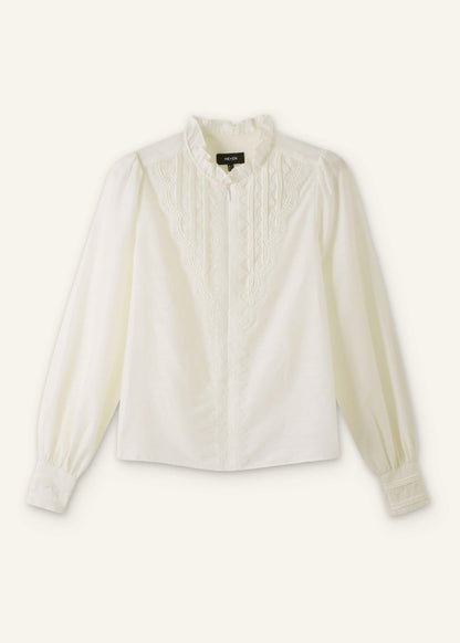 Cream Delicate Lace Trim Detail Top | ME+EM Clothing
