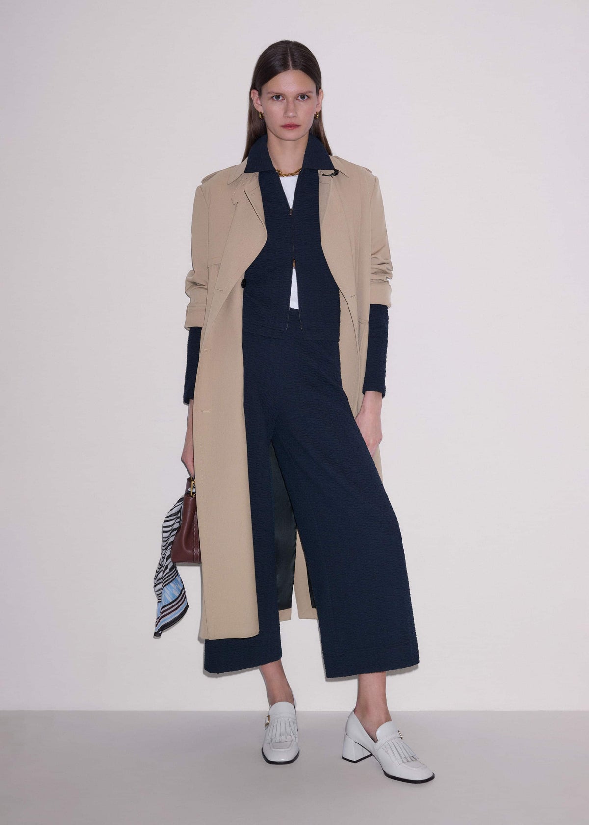 Navy Curling Crosses Jacquard Textured Zip Top | ME+EM Clothing