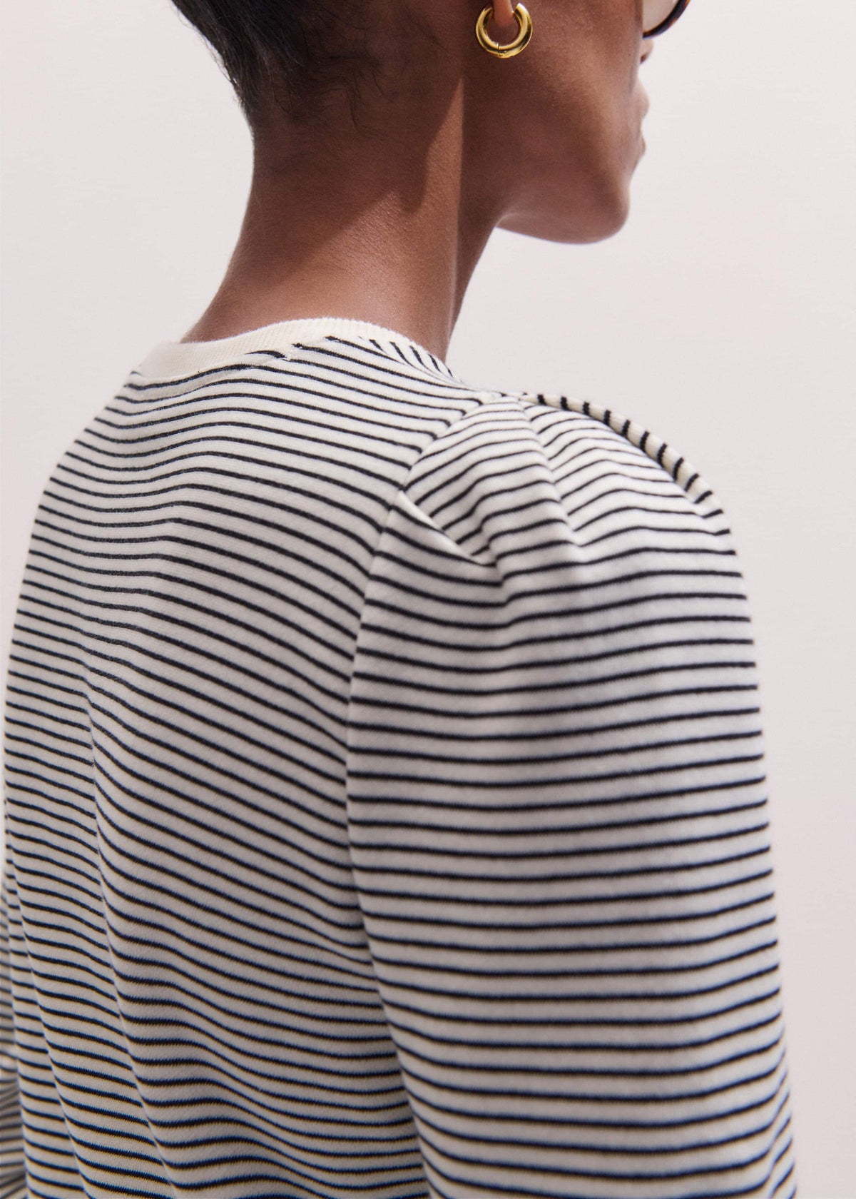 Navy Stripe Pouf Sleeve Sweatshirt | ME+EM Clothing