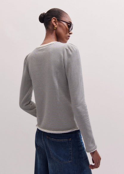 Navy Stripe Pouf Sleeve Sweatshirt | ME+EM Clothing